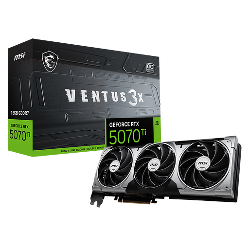 Видеокарта MSI PCI-E nVidia GeForce RTX 5070Ti 16G VENTUS 3X OC () RTL (RTX 5070 Ti 16G VENTUS 3X OC) фото 1