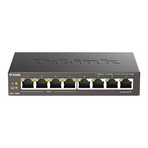 D-Link DGS-1008P/F3A Неуправляемый коммутатор с 8 портами 10/100/1000Base-T (4 порта PoE 802.3af/at, PoE-бюджет 60 Вт) фото 1