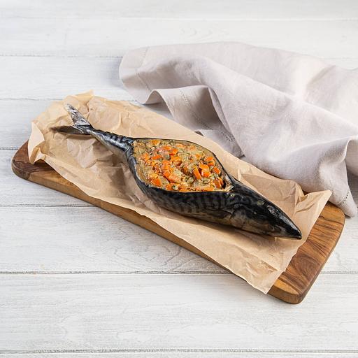 Скумбрия фаршированная овощами и сливочно-грибным соусом, весовая, замороженная фото 7