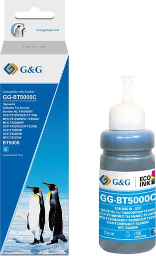 Чернила G&G GG-BT5000C фото голубой70мл для Brother HL-T4000DW/DCP-T510W/DCP-T710W/MFC- фото 1