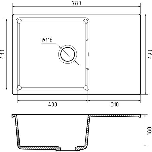 Кухонная мойка GRANFEST GranFest URBAN 678L black фото 4