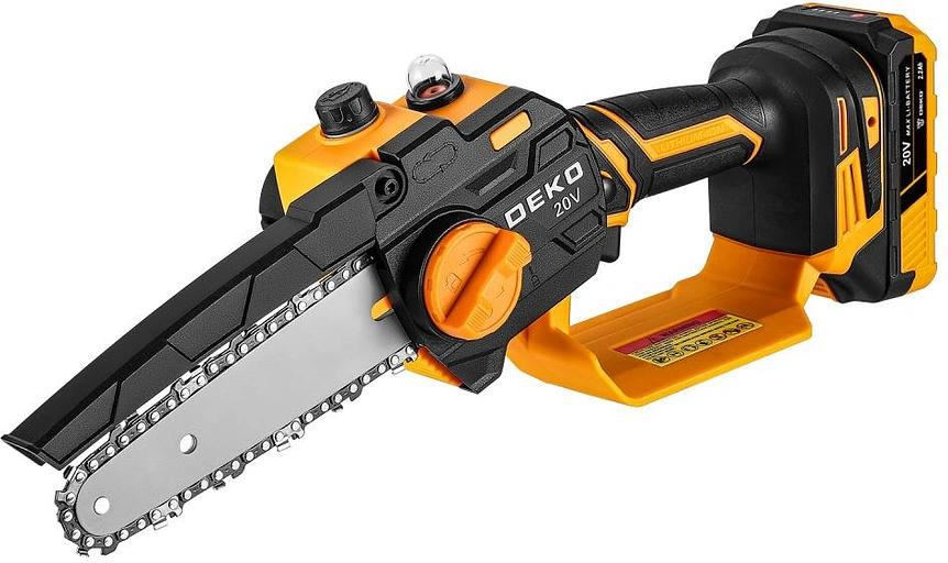 DEKO DKCHS 20-6 PRO Пила цепная аккумуляторная [083-2012] { 20В, 2x2.2Ач, 2 шины и 2 цепи в кейсе } фото 1