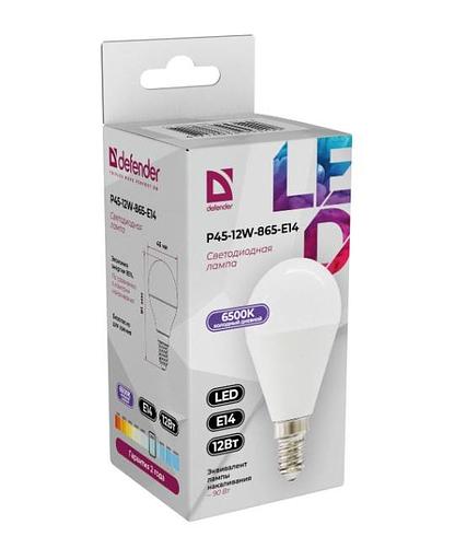 Defender Лампочка светодиодная P45-12W-865-E14 шар, 6500 К, холодный дневной, 1 шт. фото 1