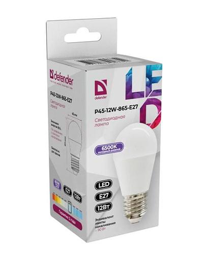 Defender Лампочка светодиодная P45-12W-865-E27 шар, 6500 К, холодный дневной, 1 шт. фото 1