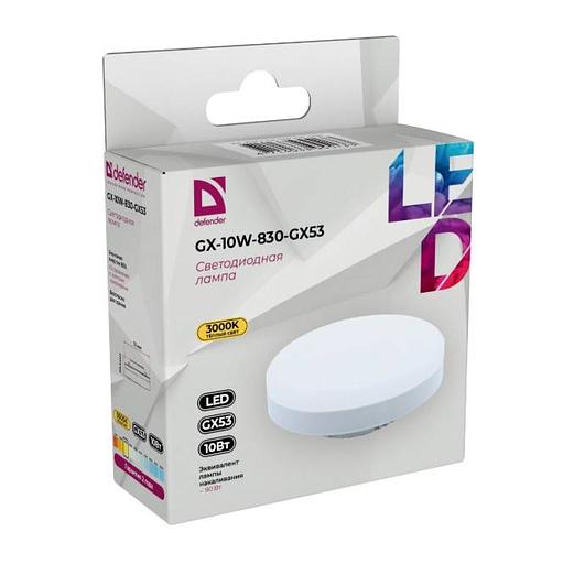 Defender Лампочка светодиодная GX-10W-830-GX53 таблетка, 3000 К, теплый белый, 1 шт. фото 1