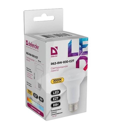Defender Лампочка светодиодная R63-8W-830-E27 рефлектор, 3000 К, теплый белый, 1 шт. фото 1