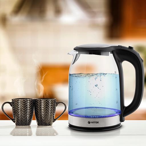 Чайник электрический Vitek VT-7095 1.8л. 2200Вт прозрачный корпус: стекло фото 6