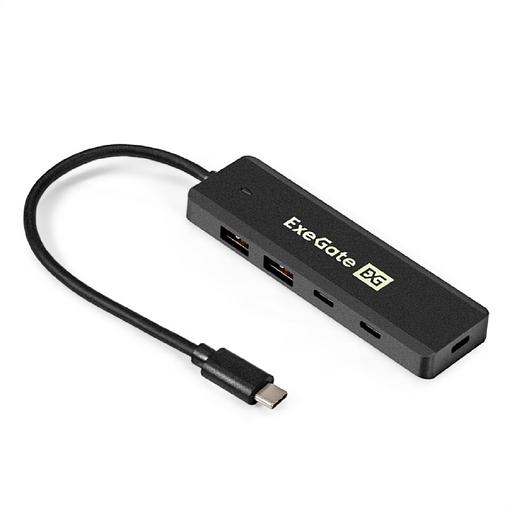 Exegate EX298169RUS USB-Хаб (концентратор) 4-в-1 ExeGate DUB-2C2P/10G (кабель-адаптер USB 3.2 Gen2 Type C --> 2xUSB3.2 Gen2 Type-A (10G)/2xUSB3.2 Gen2 Type-C (10G), SuperSpeed+ USB 10Gbps, Plug&Play, фото 1