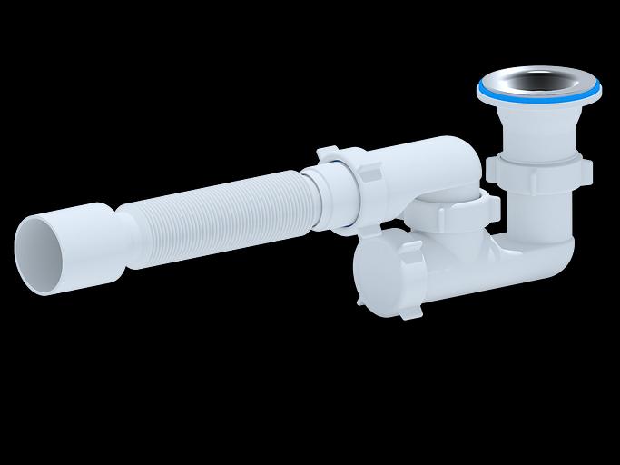 Сифон для душевого поддона АНИ 1 1/2'x40 регулируемый с гибкой трубой 40х50 фото 1