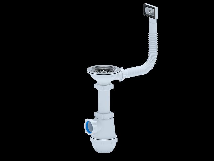 Сифон для мойки АНИ Грот 3 1/2'X40 с переливом фото 1