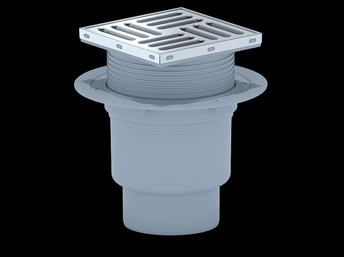 Трап вертикальный выпуск 110 нержавеющая решетка 15х15см регулируемый сухой затвор фото 1