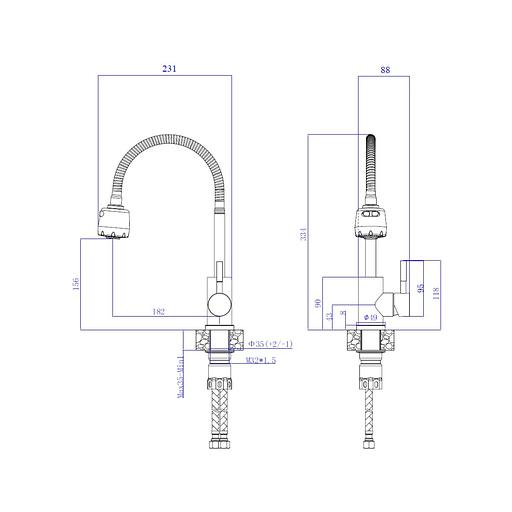 Смеситель для кухни шаровый с гибким изливом нержавеющая сталь фото 2