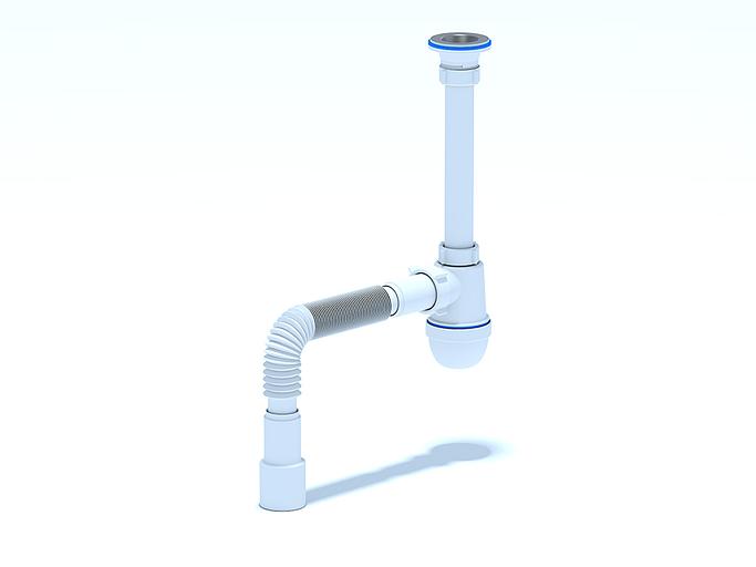 Сифон для умывальника АНИ 1 1/4'X40 с гибкой трубой 40х40/50 фото 1