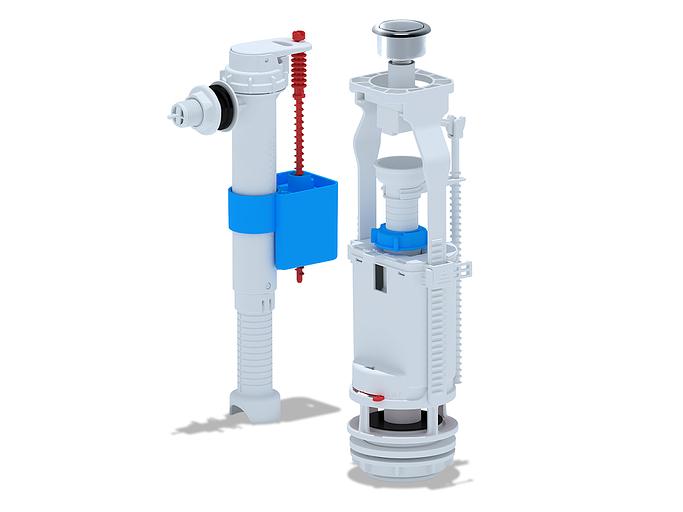 Набор для бачка унитаза с боковой подводкой 1/2'с пластиковым щтуцером кнопка хром фото 1