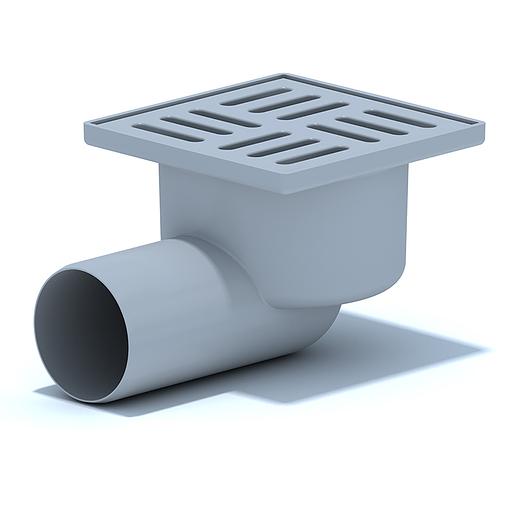 Трап горизонтальный выпуск 50 пластиковая решетка 10х10см фото 1