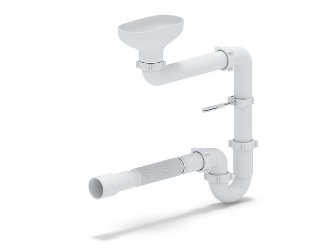 Сифон для мойки АНИ 1 1/2'X40 прямоточный смещенный с разрывом струи с гибкой трубой 40x40/50 фото 1