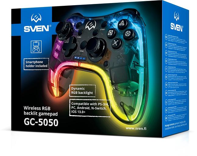Геймпад Sven GC-5050 черный Bluetooth Беспроводной виброотдача обратная связь (в компл.:держатель для смартфона/кабель USB) (SV-016029) фото 10