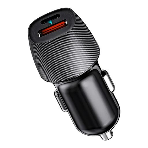 Автомобильное зарядное устройство с двумя портами (USB-A QC 3.0 + USB-C PD) со световой индикацией, 38Вт, черное REXANT фото 1