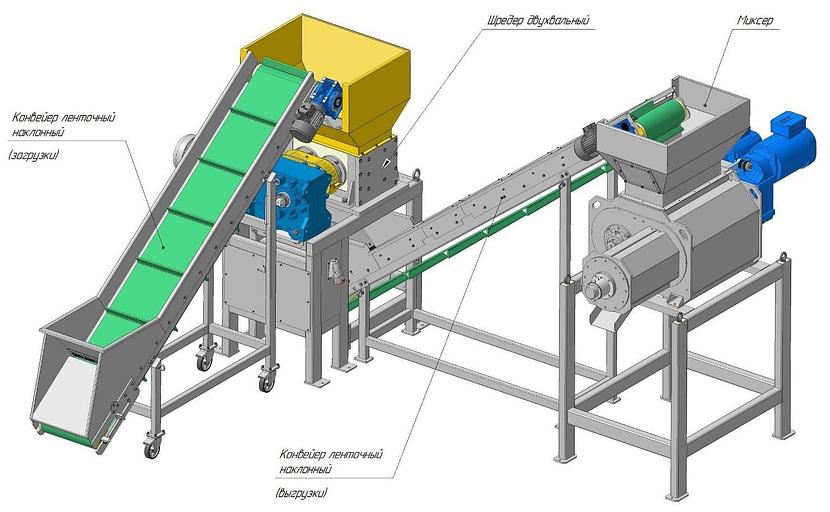 Шредер промышленный двухвальный с транспортёром выдачи фото 6