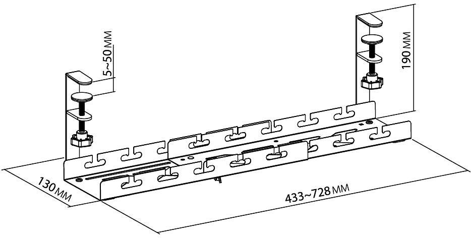 Кабель-канал Cactus CS-CM-700-1WT для столов 72.8x13x19см белый фото 4