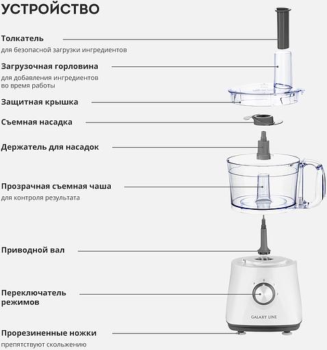 Кухонный комбайн Galaxy Line GL 2312 1000Вт белый фото 9