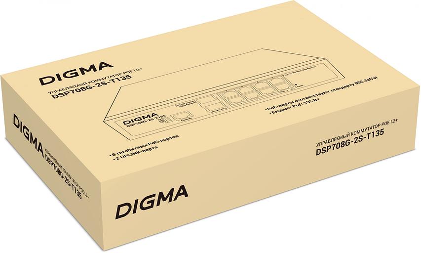Коммутатор Digma DSP708G-2S-T135 (L2+) 8x1Гбит/с 2SFP 8PoE 8PoE+ 135W управляемый фото 9