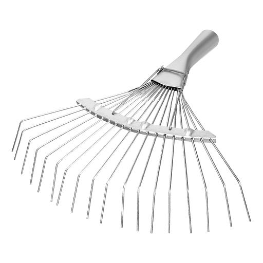 Грабли веерные стальные, 350 мм, 18 круглых зубьев, оцинкованные, без черенка, Россия фото 1