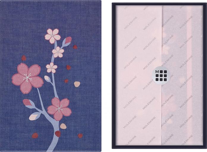 Блокнот Moleskine LIMITED EDITION SAKURA LESU08QP062BOX 130х210мм обложка текстиль 176стр. нелинованный подар.кор. синий 2025 фото 4