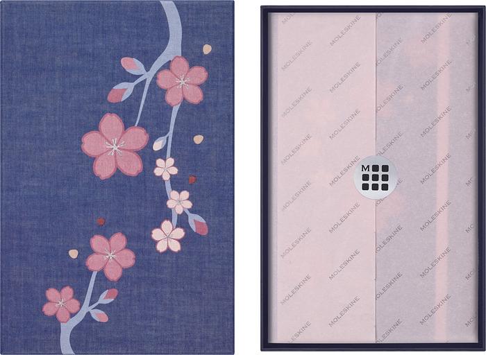 Блокнот Moleskine LIMITED EDITION SAKURA LESU08QP060BOX Large 130х210мм обложка текстиль 176стр. линейка твердая обложка подар.кор. синий 2025 фото 4