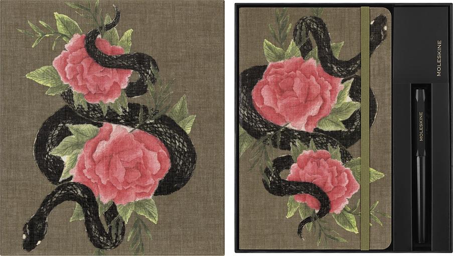 Набор Moleskine Limited Edition Year of the snake Roses блокнот/ручка/под.коробка руч.:перьевая фото 2