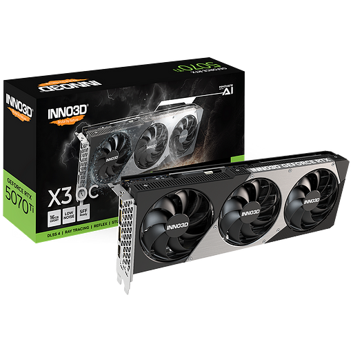 Видеокарта INNO3D RTX5070Ti X3 OC 16GB GDDR7 256bit 3xDP HDMI 3FAN RTL фото 1