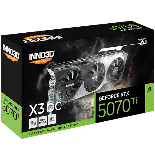 Видеокарта INNO3D RTX5070Ti X3 OC 16GB GDDR7 256bit 3xDP HDMI 3FAN RTL фото 3