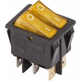 Rexant 36-2413 Выключатель клавишный 250V 15А (6с) ON-OFF желтый с подсветкой ДВОЙНОЙ фото 1