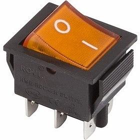 Rexant 36-2353 Выключатель клавишный 250V 15А (6с) ON-ON желтый с подсветкой фото 1