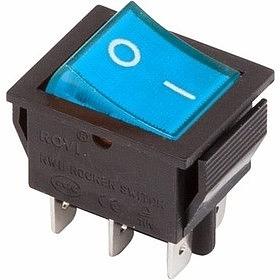 Rexant 36-2351 Выключатель клавишный 250V 15А (6с) ON-ON синий с подсветкой фото 1