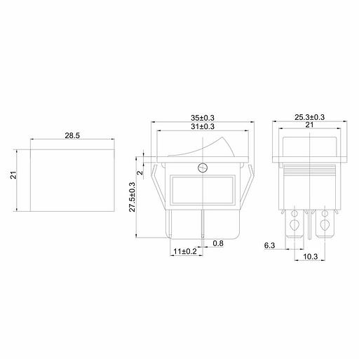 Rexant 36-2340 Выключатель клавишный 250V 20А (4с) ON-OFF красный с подсветкой фото 2