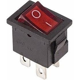Rexant 36-2190 Выключатель клавишный 250V 6А (4с) ON-OFF красный с подсветкой Mini в уп 10 шт фото 1