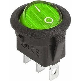 Rexant 36-2588 Выключатель клавишный круглый 12V 20А (3с) ON-OFF зеленый с подсветкой (уп 10 шт) фото 1