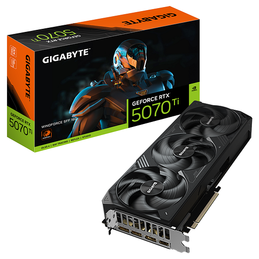 Видеокарта Gigabyte RTX5070Ti WINDFORCE SFF 16GB GDDR7 256bit 3xDP HDMI 3FAN RTL фото 1