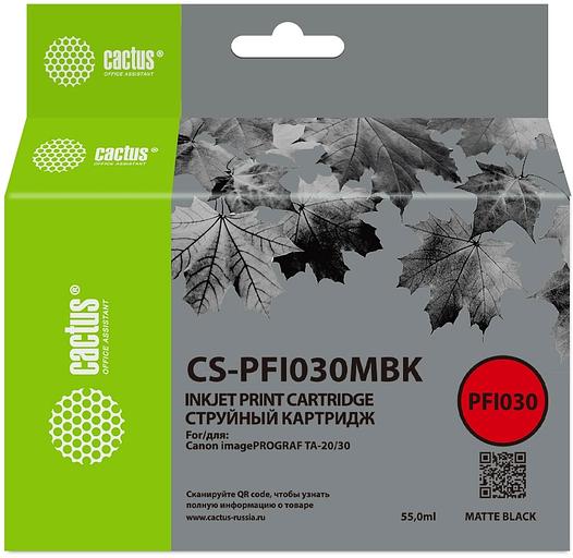 Картридж струйный Cactus CS-PFI030MBK PFI-030MBK черный матовый (55мл) для Canon imagePROGRAF TA-20/30 фото 1