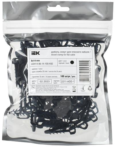 Дюбель-хомут 6х14мм для плоского кабеля нейлон черный (100шт/упак) IEK фото 2