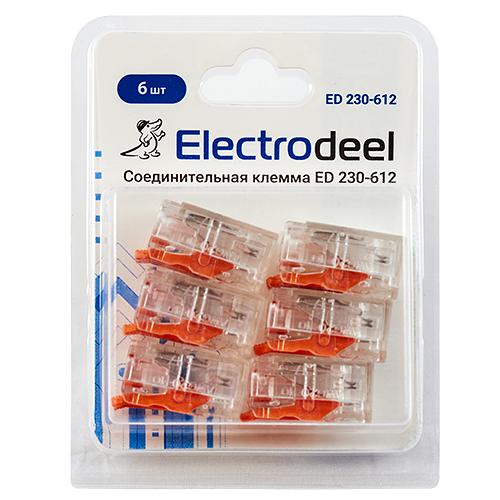 Клемма соединительная 2-контактная Elеctrodeel ED 230-612-b6, сечение 0,5-6,0 мм2, 41А/450В (упаковка 6 штук) фото 4