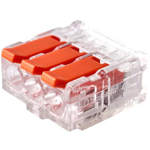 Клемма соединительная 3-контактная Elеctrodeel ED 230-613-b6, сечение 0,5-6,0 мм2, 41А/450В (упаковка 6 штук) фото 1