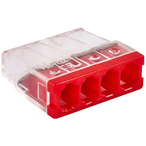 Клемма соединительная 4-контактная с пастой Elеctrodeel ED 772-204, сечение 0,5-2,5 мм2, 24А/450В (упаковка 100 штук) фото 1