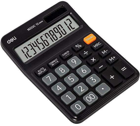 Калькулятор настольный Deli Askend EM222C черный 12-разр. фото 1