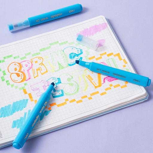 Текстовыделитель Deli EU12S-BL скошенный пиш. наконечник 1-5мм голубой коробка картонная фото 2