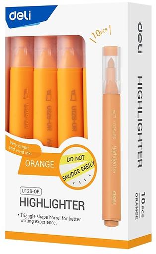 Текстовыделитель Deli EU12S-OR скошенный пиш. наконечник 1-5мм оранжевый коробка картонная фото 1