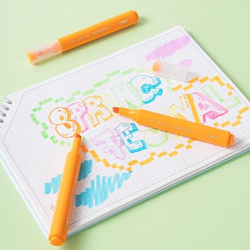 Текстовыделитель Deli EU12S-OR скошенный пиш. наконечник 1-5мм оранжевый коробка картонная фото 2