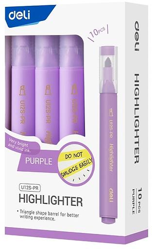 Текстовыделитель Deli EU12S-PR скошенный пиш. наконечник 1-5мм фиолетовый коробка картонная фото 1