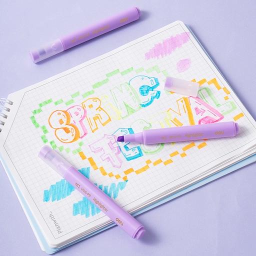 Текстовыделитель Deli EU12S-PR скошенный пиш. наконечник 1-5мм фиолетовый коробка картонная фото 2